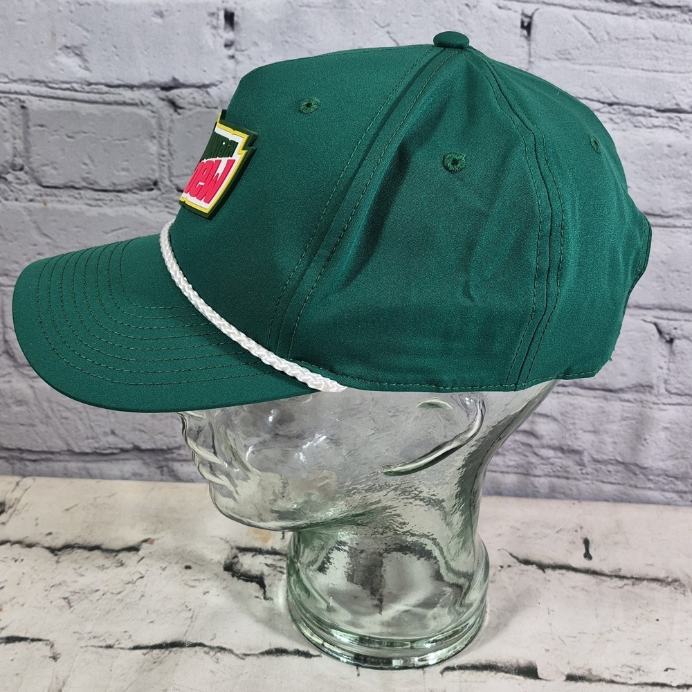 Mountain Dew Hat Green Retro Trucker Rubber Logo Soda Pop Snapback Ball Cap - Picture 3 of 6